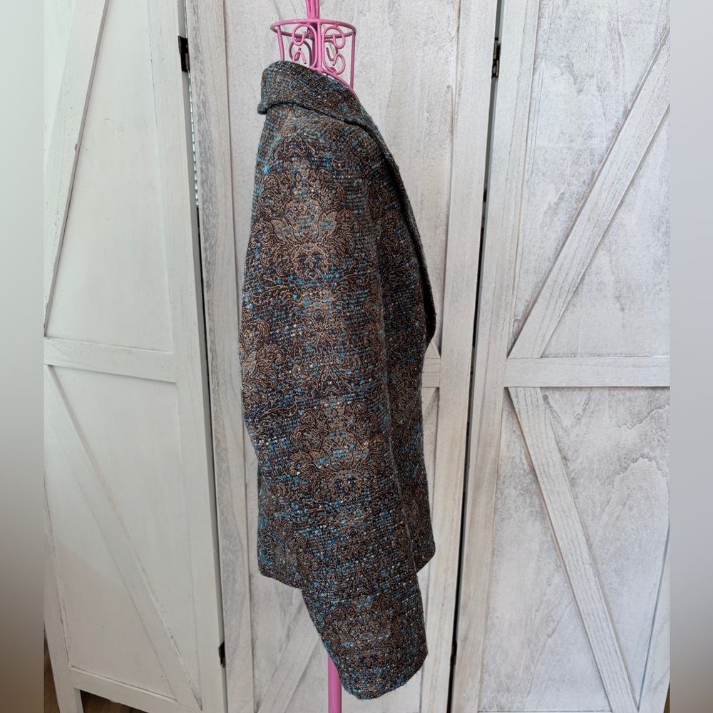 Insight New York Jacquard Blazer Jacket Women’s 10 Floral Textured Metallic - Picture 3 of 11